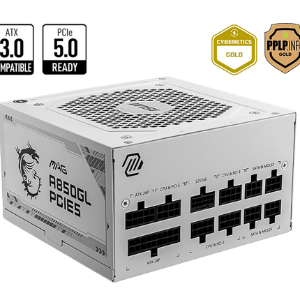 MSI MAG A850GL PCIe5 850W Gold ATX Fully Modular Power Supply - White - مزود طاقة - PC BUILDER QATAR - Best PC Gaming Store in Qatar 