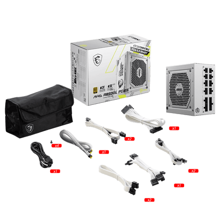 MSI MAG A850GL PCIe5 850W Gold ATX Fully Modular Power Supply - White - مزود طاقة - PC BUILDER QATAR - Best PC Gaming Store in Qatar 