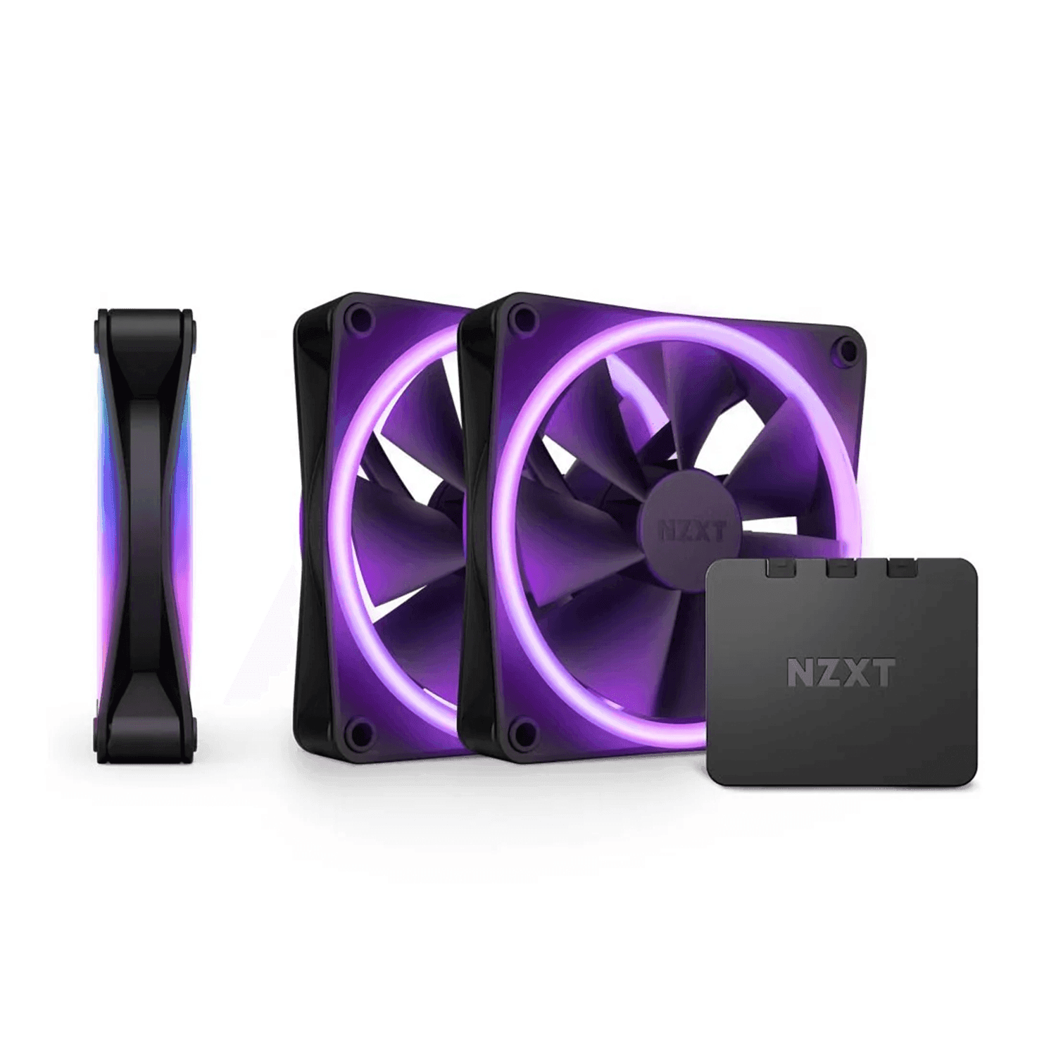NZXT F120 120mm RGB Duo Triple Pack Fans With Controller - Black - مراوح NZXT F120 120mm RGB Duo Triple Pack Fans With Controller - Black - مراوح