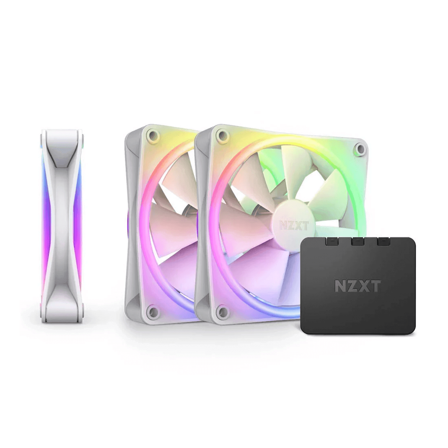 NZXT F120 120mm RGB Duo Triple Pack Fans With Controller - White - مراوح بيضاء NZXT F120 120mm RGB Duo Triple Pack Fans With Controller - White - مراوح بيضاء