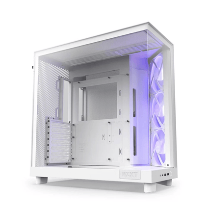 NZXT H6 Flow RGB ATX Mid Tower Case - white - كيس - PC BUILDER QATAR - Best PC Gaming Store in Qatar 