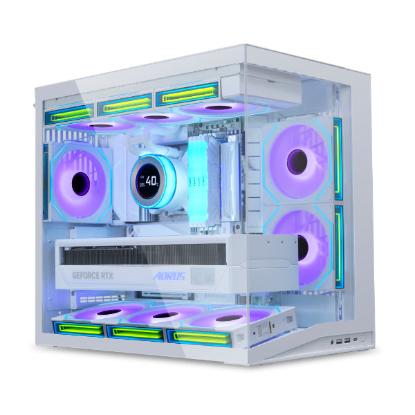 Lian Li O11D Mini V2 Flow Gaming Case – White (5 Non-RGB Fans Included) - كيس أبيض