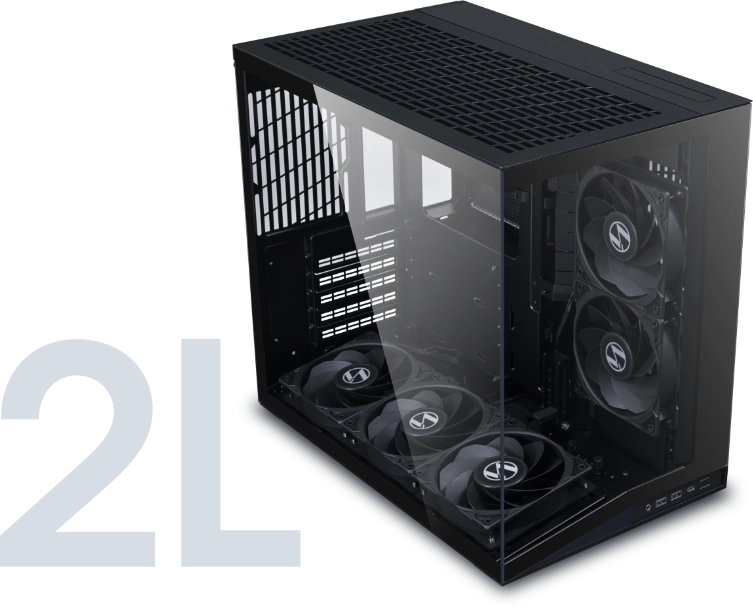 Lian Li O11D Mini V2 Flow Gaming Case – Black (5 Non-RGB Fans Included) -  كيس أسود