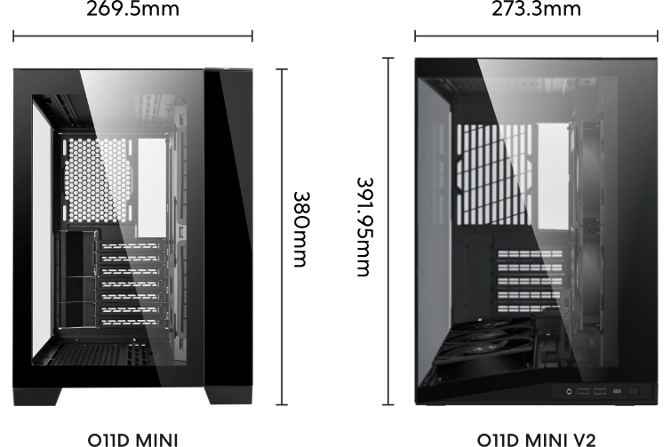 Lian Li O11D Mini V2 Flow Gaming Case – Black (5 Non-RGB Fans Included) -  كيس أسود