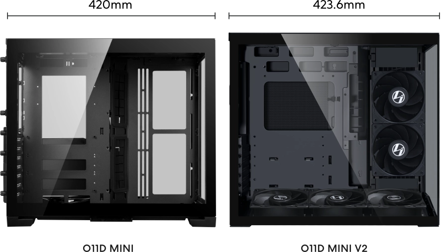 Lian Li O11D Mini V2 Flow Gaming Case – Black (5 Non-RGB Fans Included) -  كيس أسود