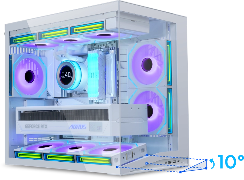 Lian Li O11D Mini V2 Flow Gaming Case – White (5 Non-RGB Fans Included) - كيس أبيض