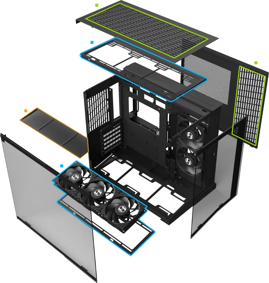 Lian Li O11D Mini V2 Flow Gaming Case – White (5 Non-RGB Fans Included) - كيس أبيض