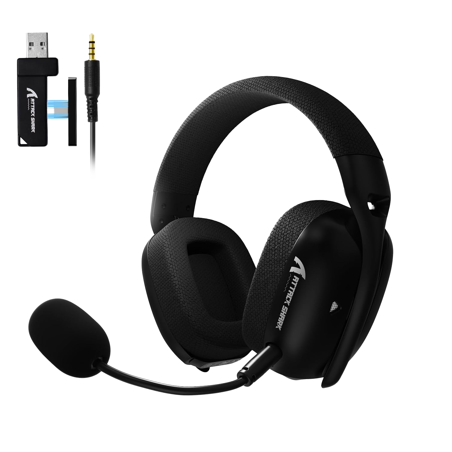 ATTACK SHARK L80PRO Wireless Gaming Headset Lightseed Tech- Built-in & Detachable Dual Microphone-Lightweight Headphone with Tri-Mode(2.4GHz USB C&A Dongle/BT/Wired)-for PC Mac Switch Win-Black - سماعة قيمنق وايرليس