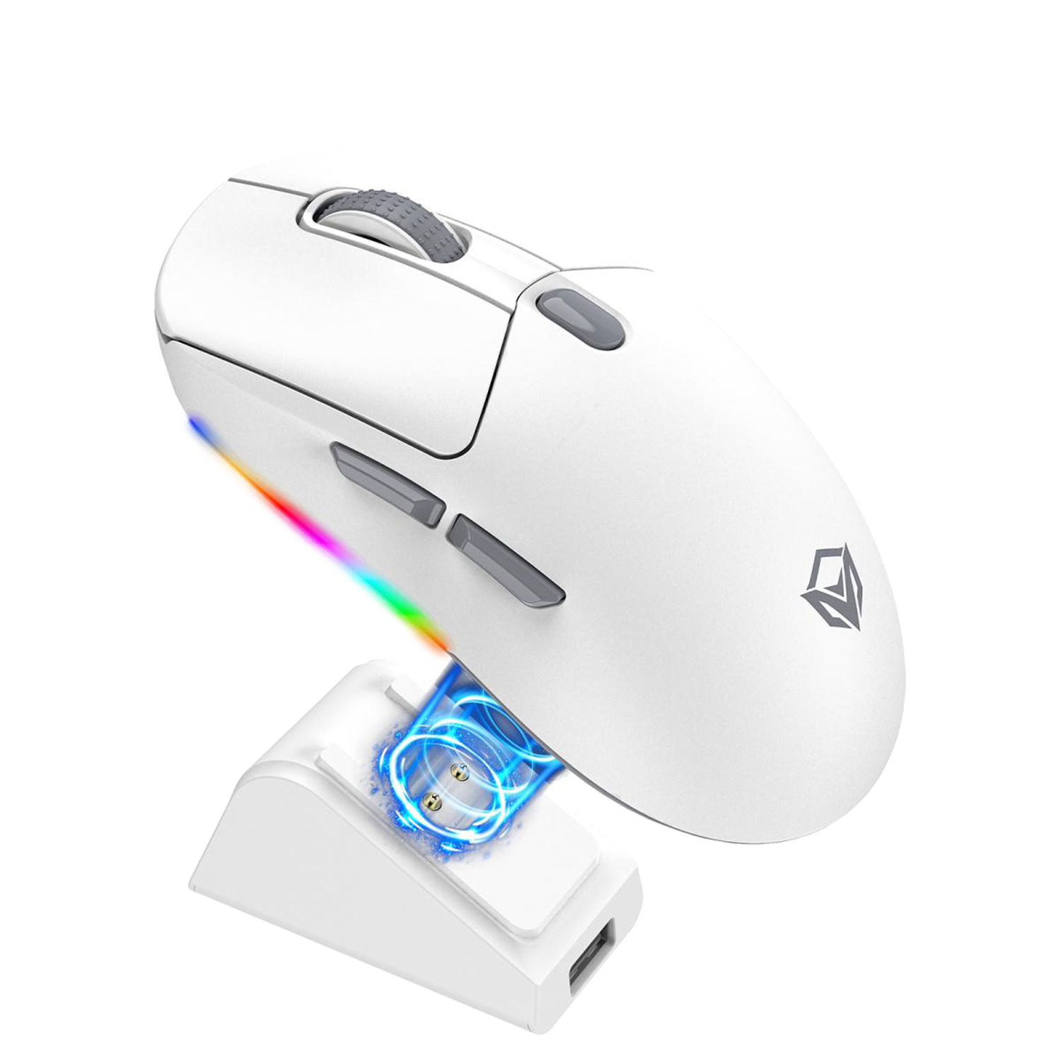 Meetion GW38 Gaming Mouse Wireless with Magnetic Charging Dock White - ماوس لا سلكي Meetion GW38 Gaming Mouse Wireless with Magnetic Charging Dock White - ماوس لا سلكي