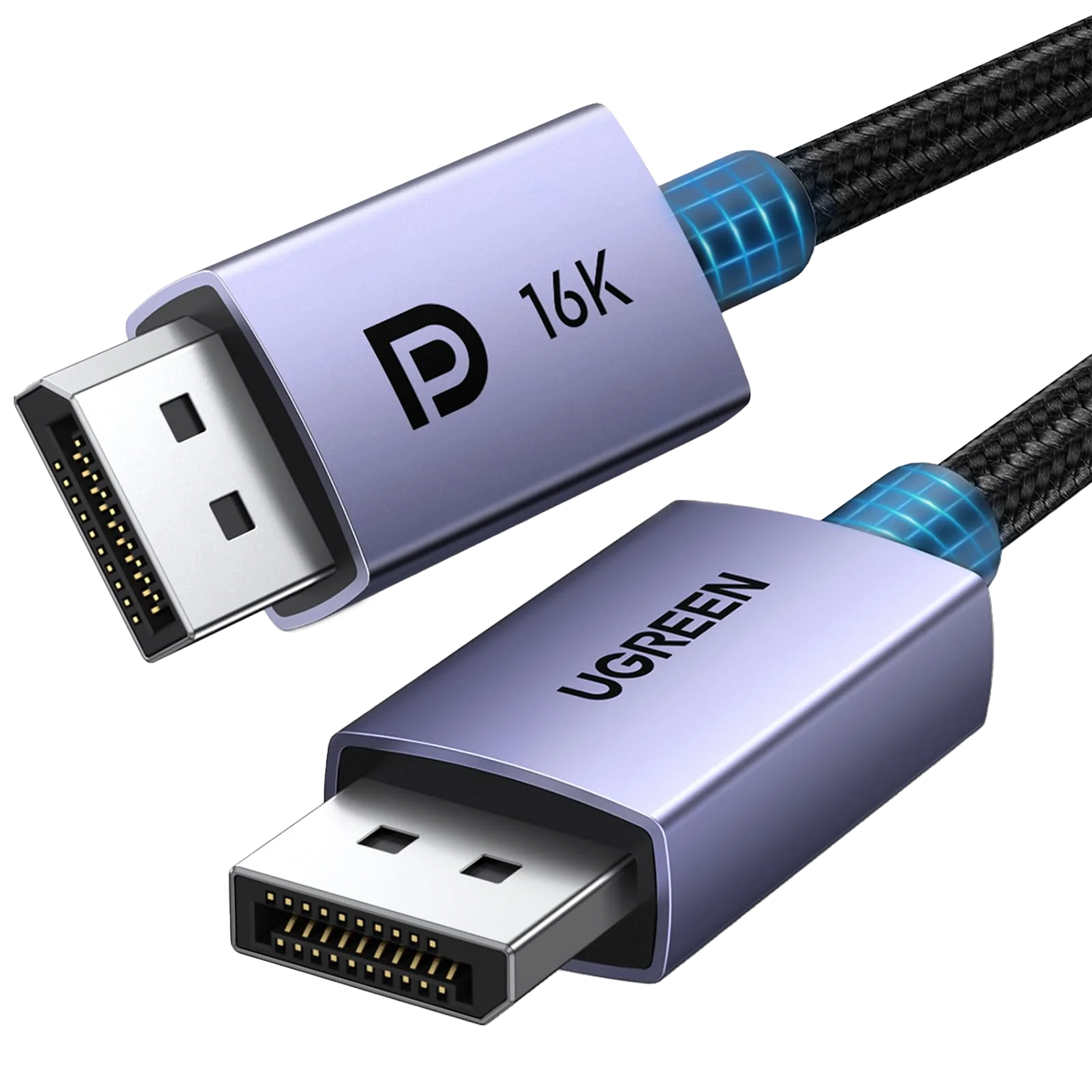 UGREEN 16K DisplayPort Cable 2.1, DP 2.0, 6.6 FT (2M) Braided, 80Gbps, Support 8K@240Hz 4K@240Hz - 2M كيبل