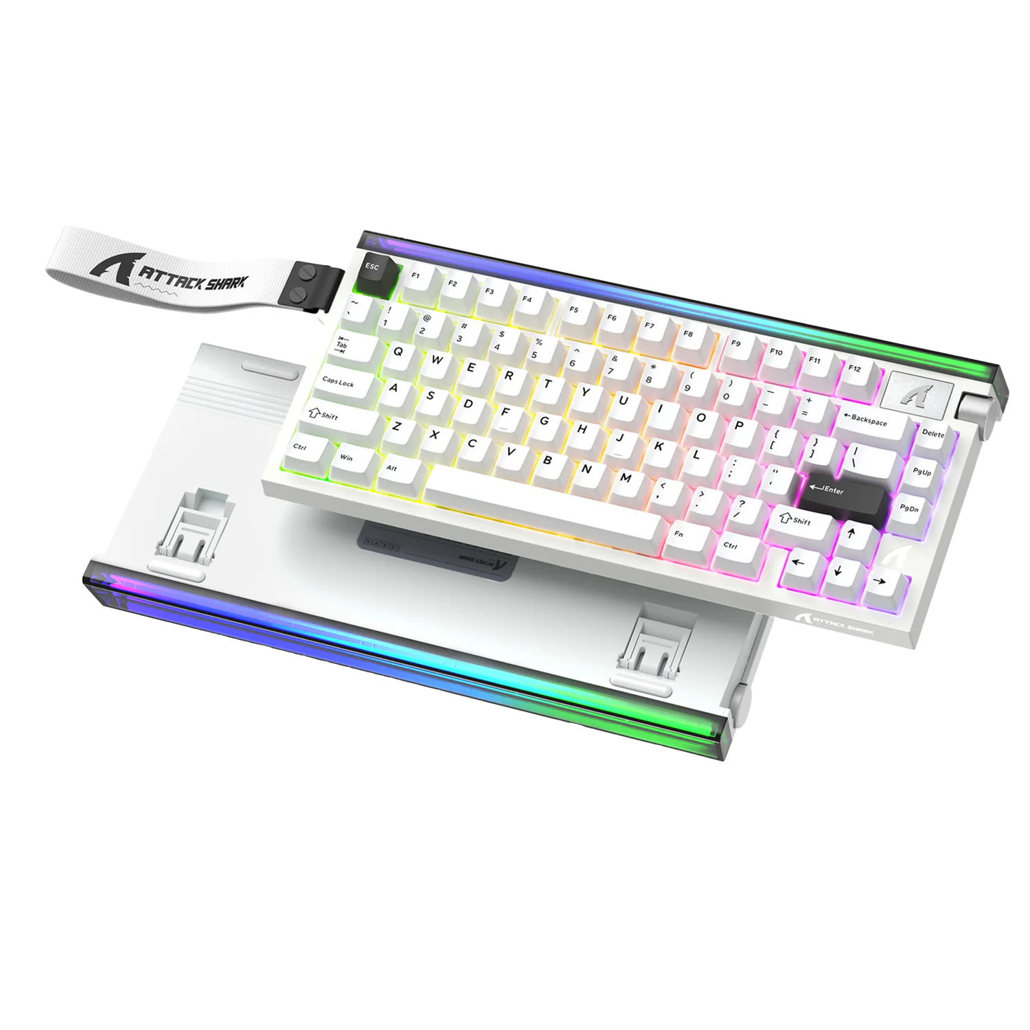 ATTACK SHARK R85 HE Rapid Trigger Keyboard Magnetic Switch with Custom Lightbox Starlight White - كيبورد مغناطيسي أبيض