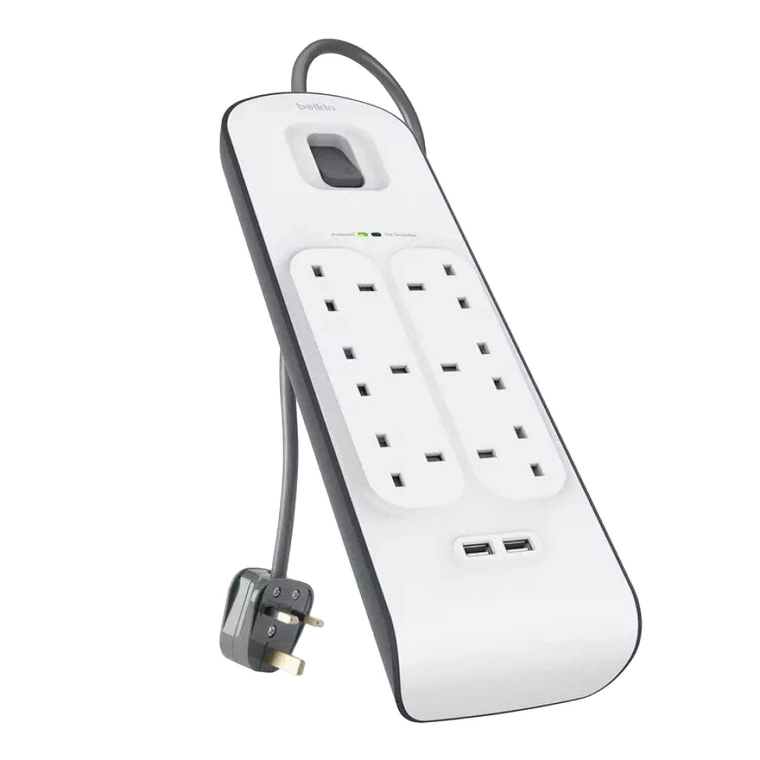 Belkin Surge Protector 6 Outlet 2 USB 2m - موزع كهربه 6 في 1 مع نضام أمان Belkin Surge Protector 6 Outlet 2 USB 2m - موزع كهربه 6 في 1 مع نضام أمان