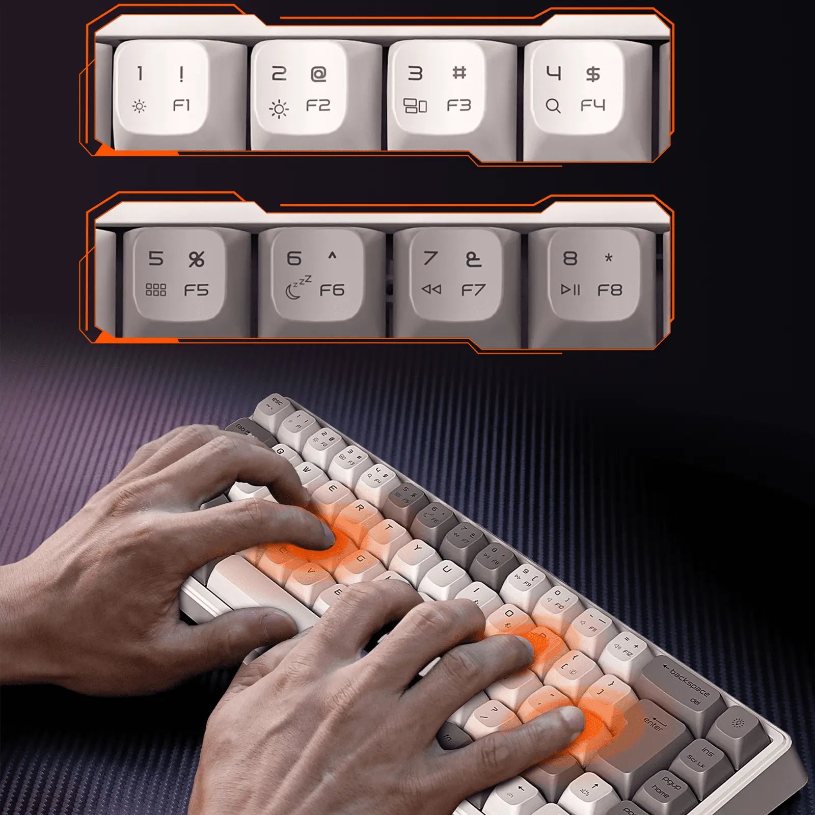 MEETION MK12 65% Tri-Mode RGB Mechanical White Keyboard, 2.4G wireless, Bluetooth, and wired - كيبورد وايرليس