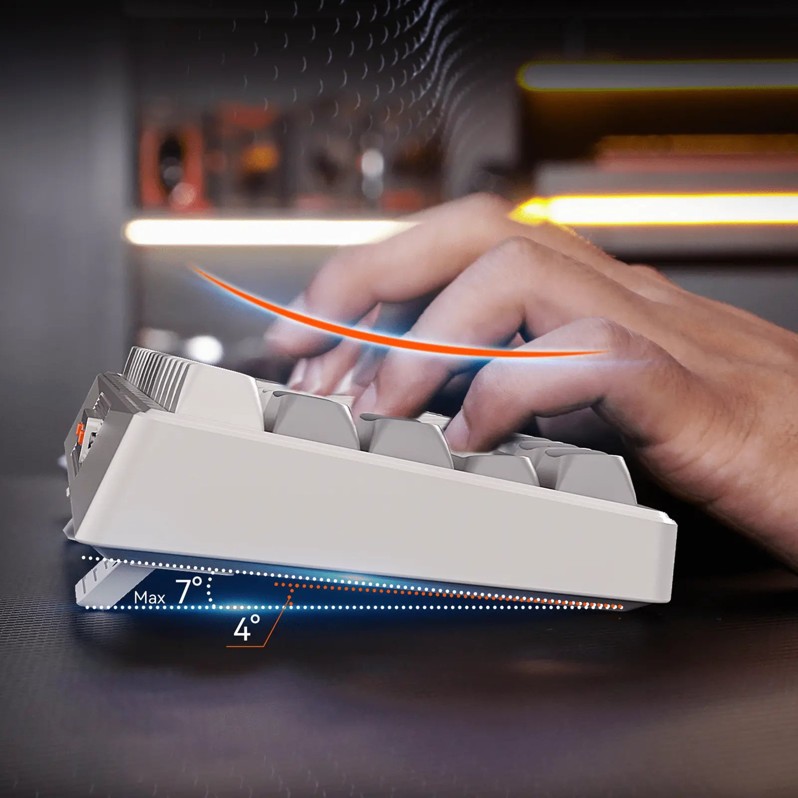 MEETION MK12 65% Tri-Mode RGB Mechanical White Keyboard, 2.4G wireless, Bluetooth, and wired - كيبورد وايرليس