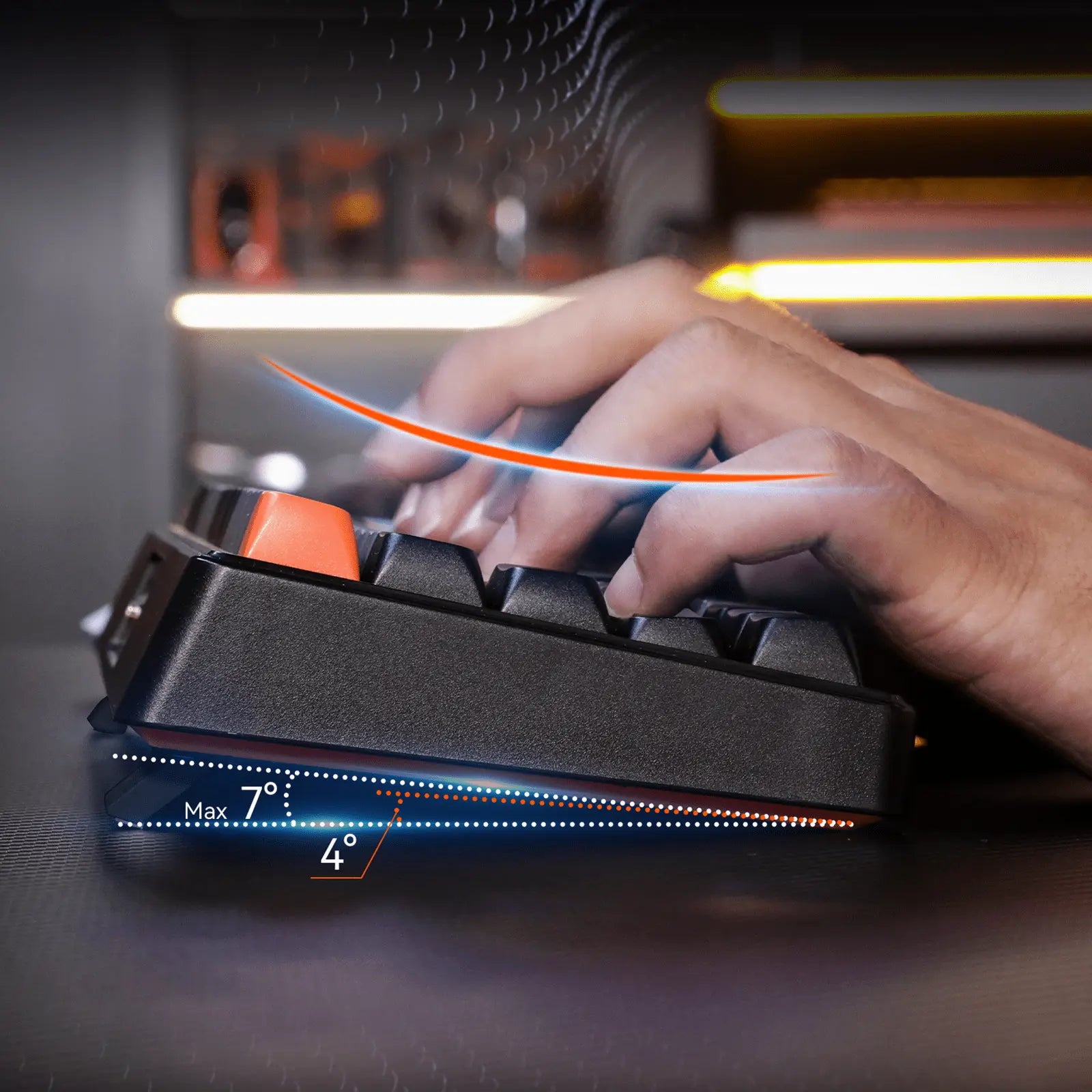 MEETION MK12 65% Tri-Mode RGB Mechanical Black Keyboard, 2.4G wireless, Bluetooth, and wired - كيبورد وايرليس