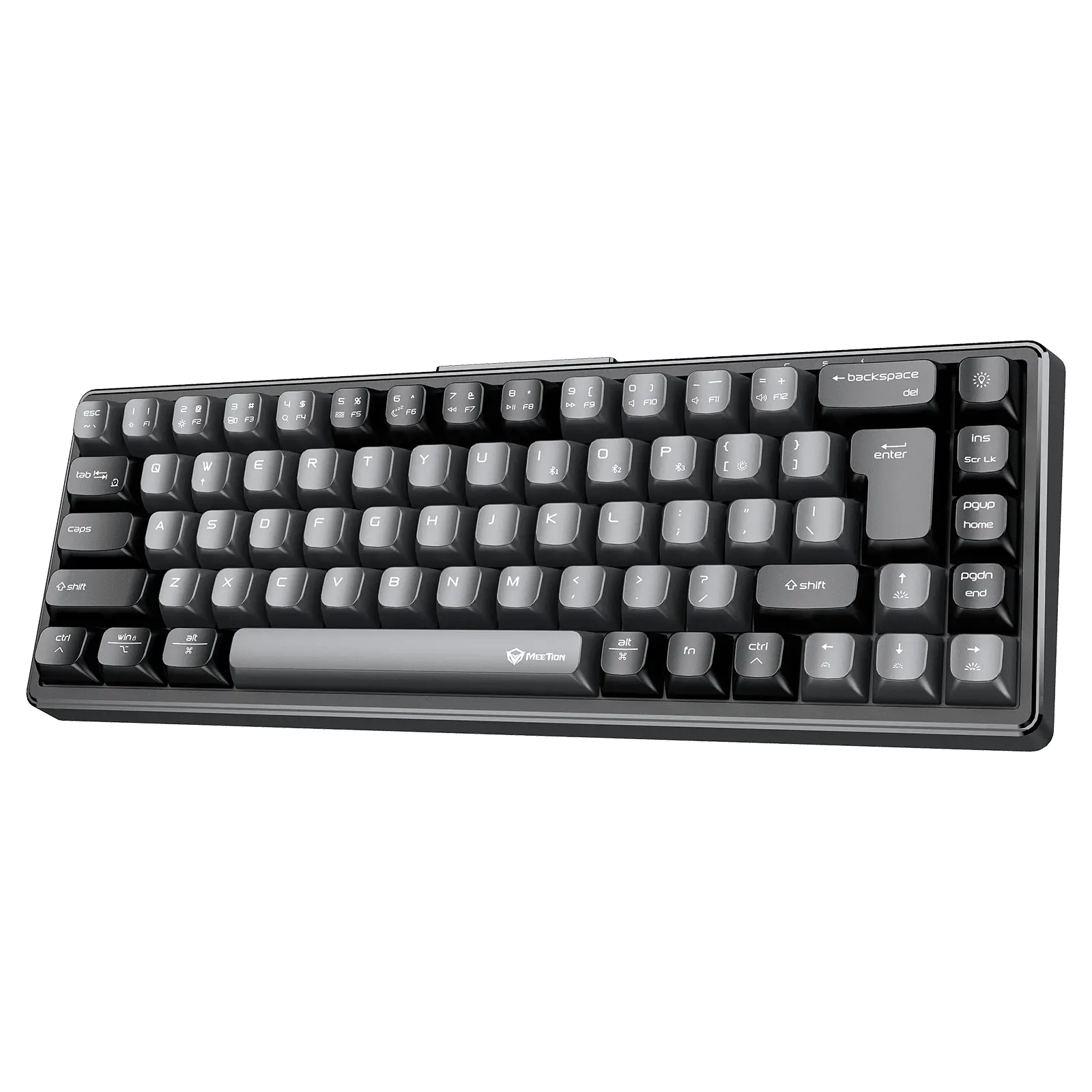 MEETION MK12 65% Tri-Mode RGB Mechanical Black Keyboard US-ARABIC, 2.4G wireless, Bluetooth, and wired - كيبورد وايرليس عربي