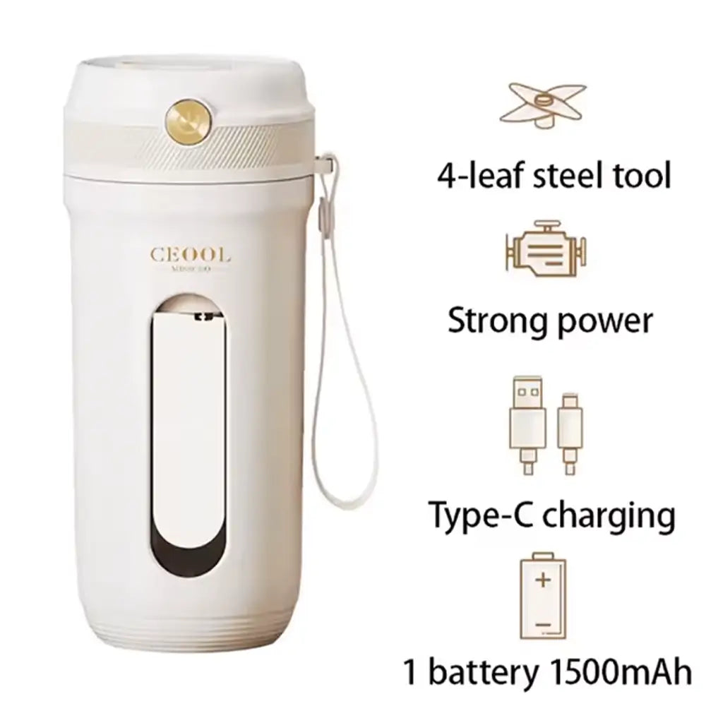 CEOOL Portable Juicer 10-Blade Portable Electric Blender, 350ML USB Rechargeable Smoothie Maker, Juicer, and Fruit Mixer - خلاط فواكه محمول