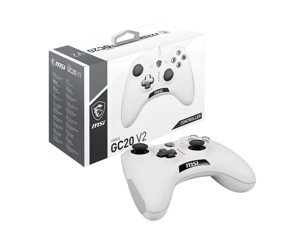 MSI FORCE GC20 V2 Wired Gaming Controller – White - يد تحكم بيضاء