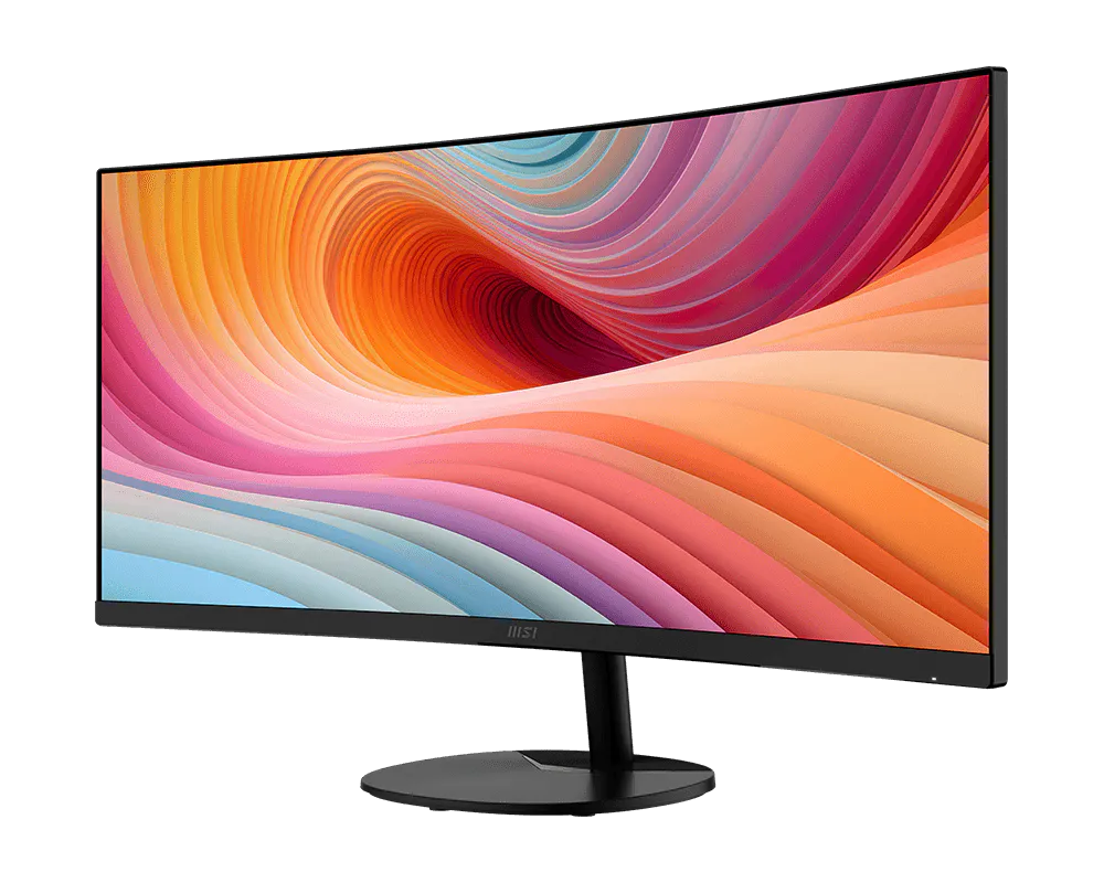 MSI PRO MP341CQ E12 34 Inch Ultrawide Curved Desktop Monitor – 120Hz, UWQHD (3440x1440), 1500R VA Panel, VESA Mountable & Integrated Speakers - شاشة