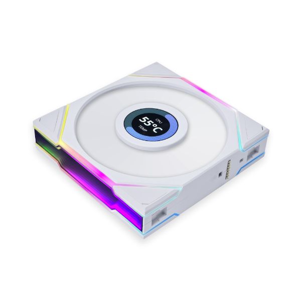 Lian Li UNI FAN TL-LCD Wireless Reverse 120mm – White (3 Pack) - مراوح عكسية بيضاء