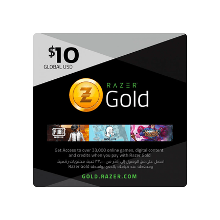 Razer Gold 10$ - بطاقة شحن - PC BUILDER QATAR - Best PC Gaming Store in Qatar 