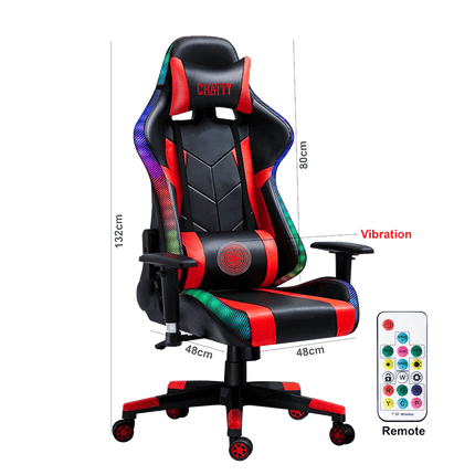 Chatty Adjustable Comfortable massage Luxury RGB Gaming Chair RED Color "548-2-4" - كرسي احمر مميز مزود بمساج وأضائه