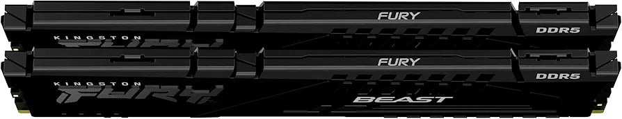 Kingston Fury Beast 32GB DDR5 Desktop Memory Kit of 2, 6000MT/s Speed, CL36 DIMM C-Latency, Intel XMP 3.0 and AMD EXPO, Infrared Sync Technology, Overclocking Stability, Black - رام