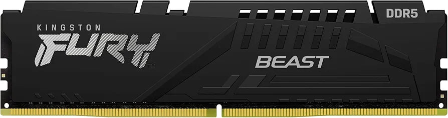 Kingston Fury Beast 32GB DDR5 Desktop Memory Kit of 2, 6000MT/s Speed, CL36 DIMM C-Latency, Intel XMP 3.0 and AMD EXPO, Infrared Sync Technology, Overclocking Stability, Black - رام