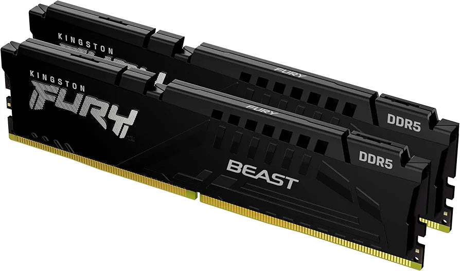 Kingston Fury Beast 32GB DDR5 Desktop Memory Kit of 2, 6000MT/s Speed, CL36 Latency, Intel XMP 3.0 and AMD EXPO, Black - رام