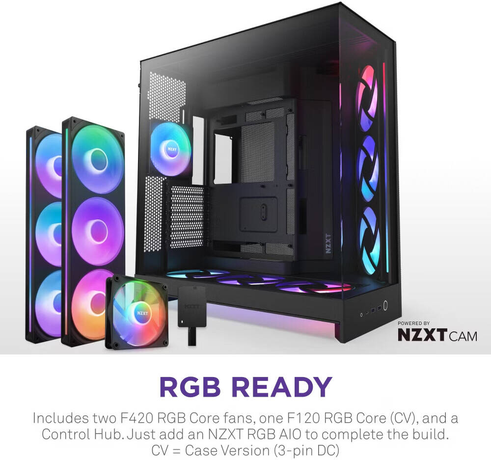 NZXT H9 Flow RGB+ (2025) RGB Fans & Control Hub Case -  كيس