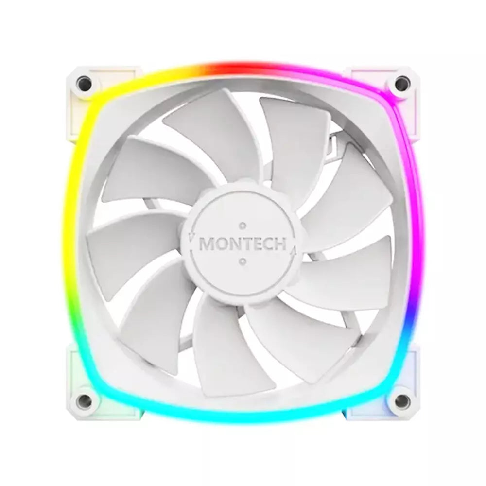 Montech RX120 PWM ARGB Ultra Durable Triple Pack Fan - White - مراوح بيضاء