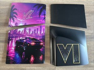 GTA 6 Edition Custom Console Cover Plates for PS5 Slim Disc Edition – Vice City Pink/Cyan Aesthetic, ABS Shell & Ventilation Vents - غلاف سوني 5