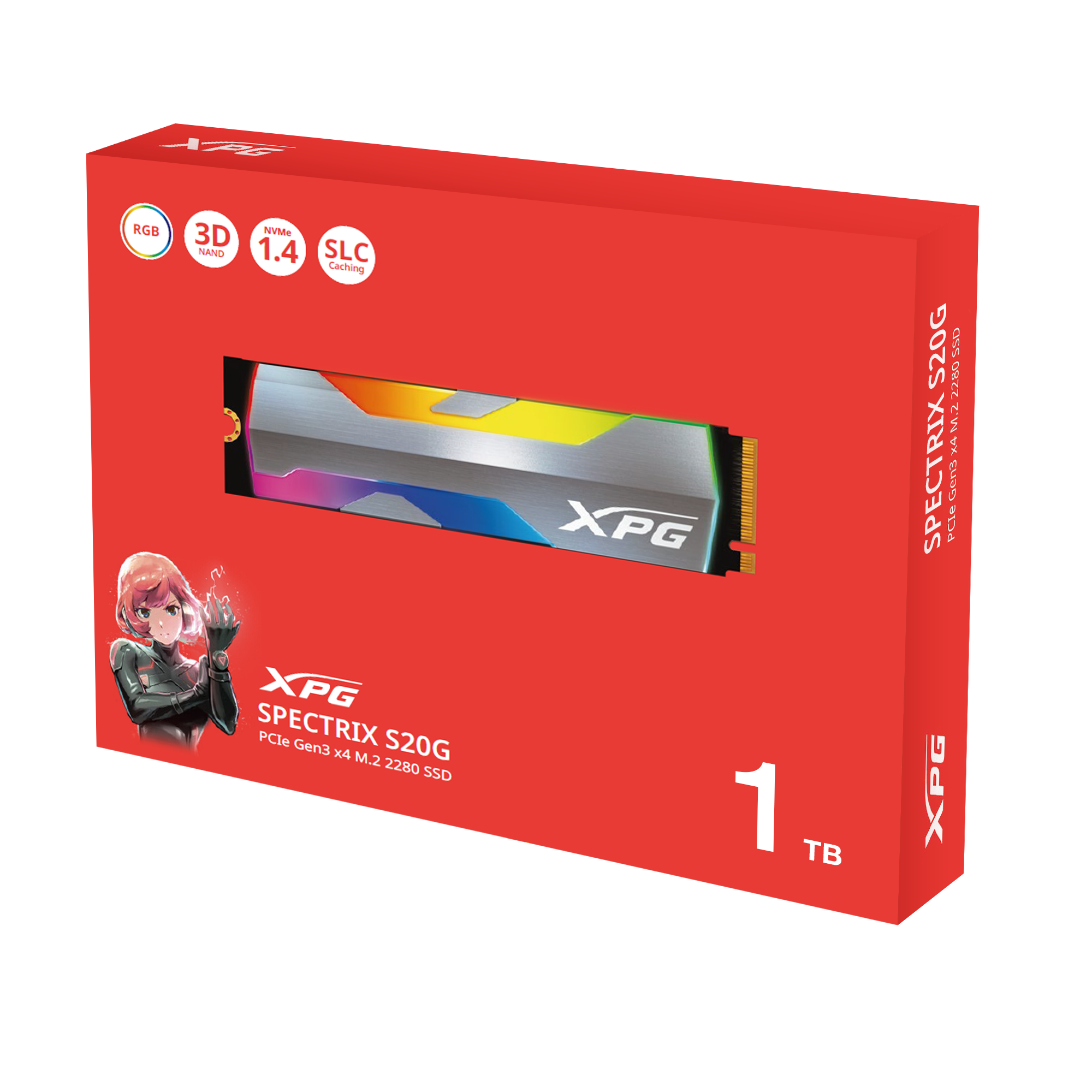 Adata XPG Spectrix S20G 1TB M.2 speed up to 3500/3000MB/ 2280 PCIe Gen3 NVMe 1.3 M.2 SSD - تخزين سريع