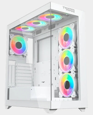 Twisted Minds Quantum Mid Tower Gaming Case | ATX / MATX / Mini-ITX | Front & Rear 120 mm ARGB fans with Dust Filter | Tempered Glass |  - White Model Number  - كيس