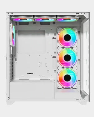Twisted Minds Quantum Mid Tower Gaming Case | ATX / MATX / Mini-ITX | Front & Rear 120 mm ARGB fans with Dust Filter | Tempered Glass |  - White Model Number  - كيس