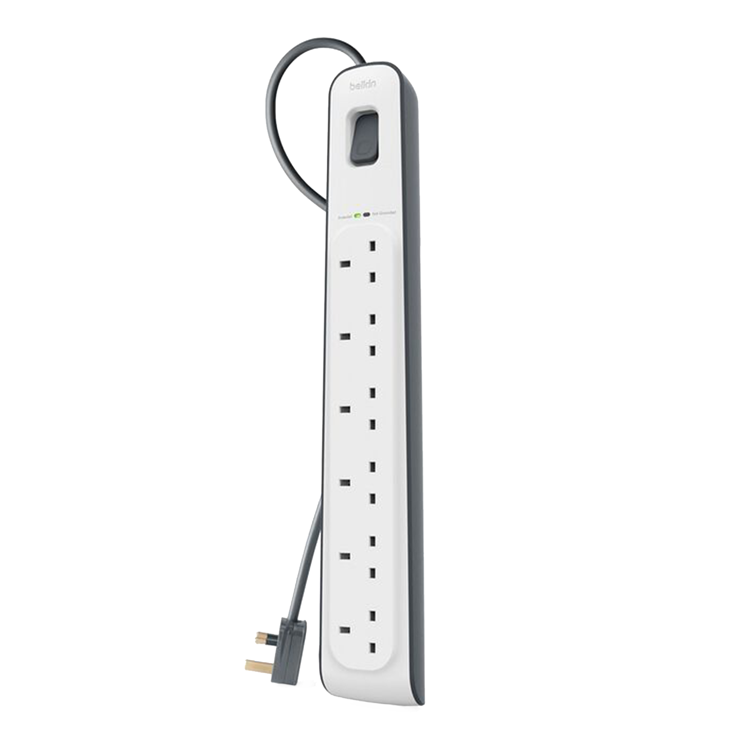 Belkin 6 Way Surge Protection Strip with 2M Power Cord - موزع كهربه 6 في 1 مع نضام أمان Belkin 6 Way Surge Protection Strip with 2M Power Cord - موزع كهربه 6 في 1 مع نضام أمان