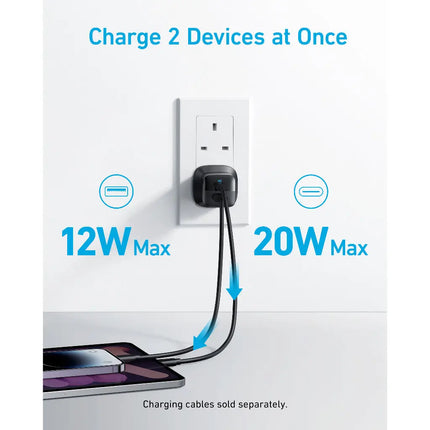 Anker 323 charger with USB-C to Lightning Cable | 33W | 3ft | Made for iPhone , iPad , iPod  -  شاحن سريع مع كيبل