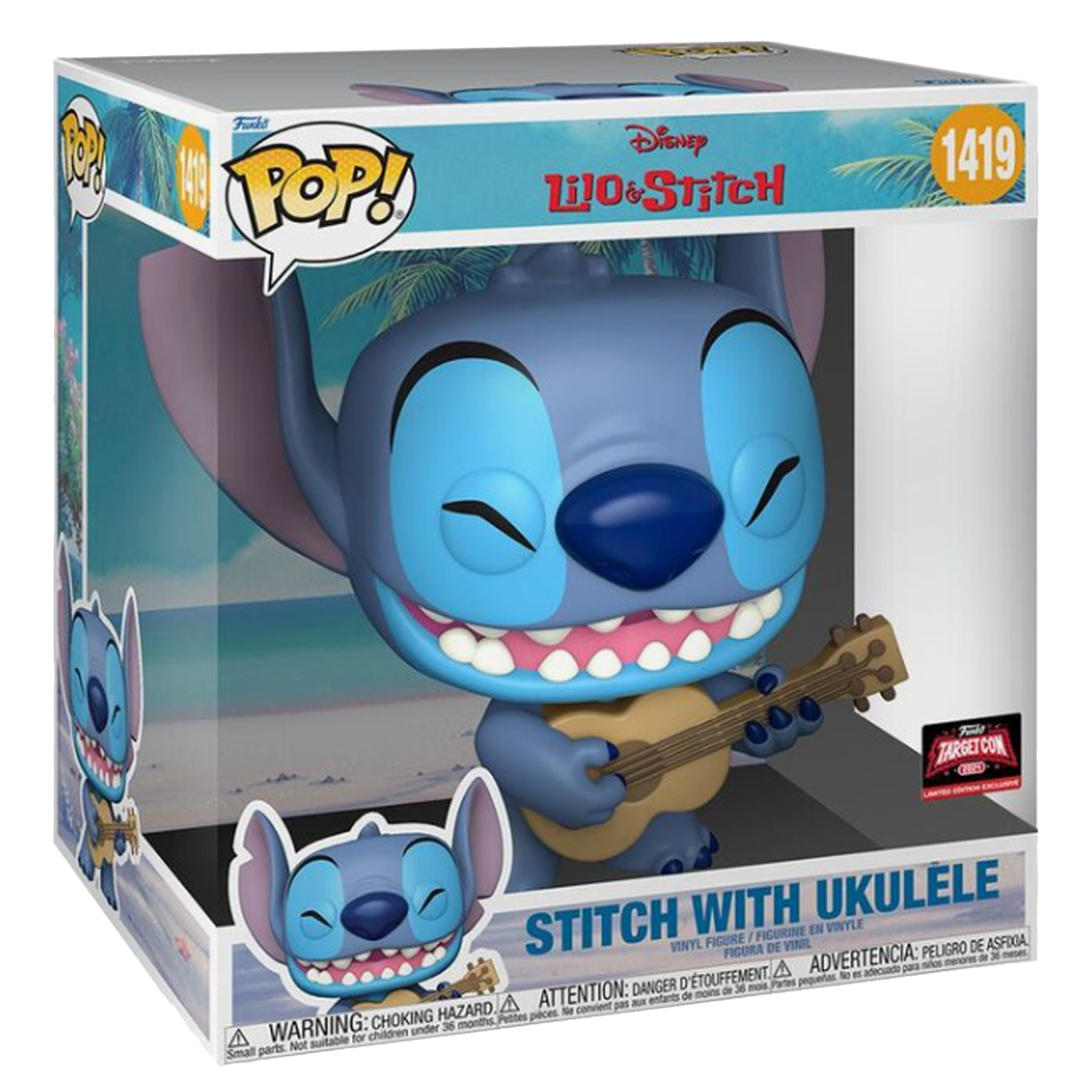 Funko Pop! Jumbo Disney Lilo & Stitch: Stitch with Ukelele (Exclusive) #1419 - مجسمات انمي