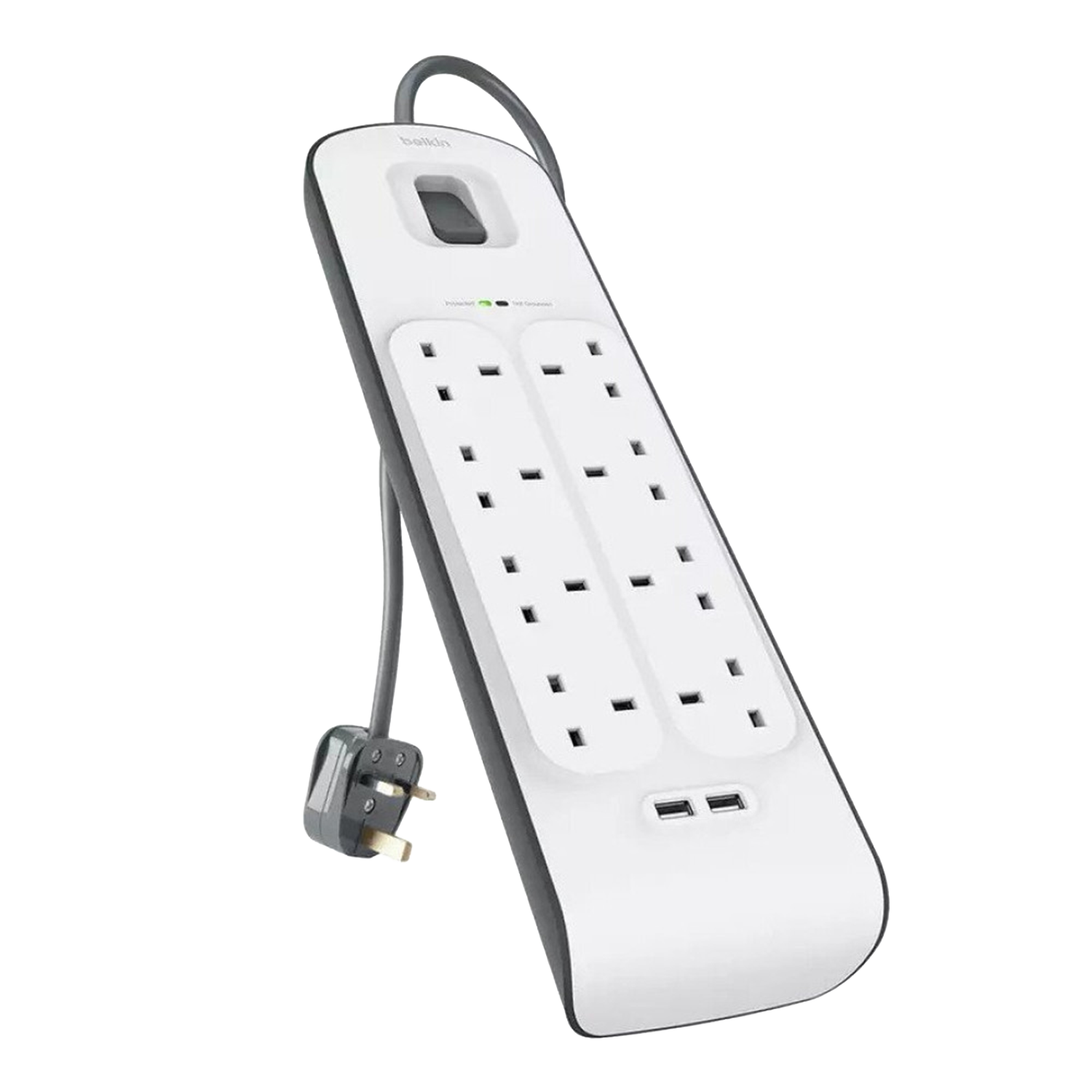Belkin Surge Protector 8 Outlet 2 USB 2m - موزع كهربه 8 في 1 مع نضام أمان Belkin Surge Protector 8 Outlet 2 USB 2m - موزع كهربه 8 في 1 مع نضام أمان