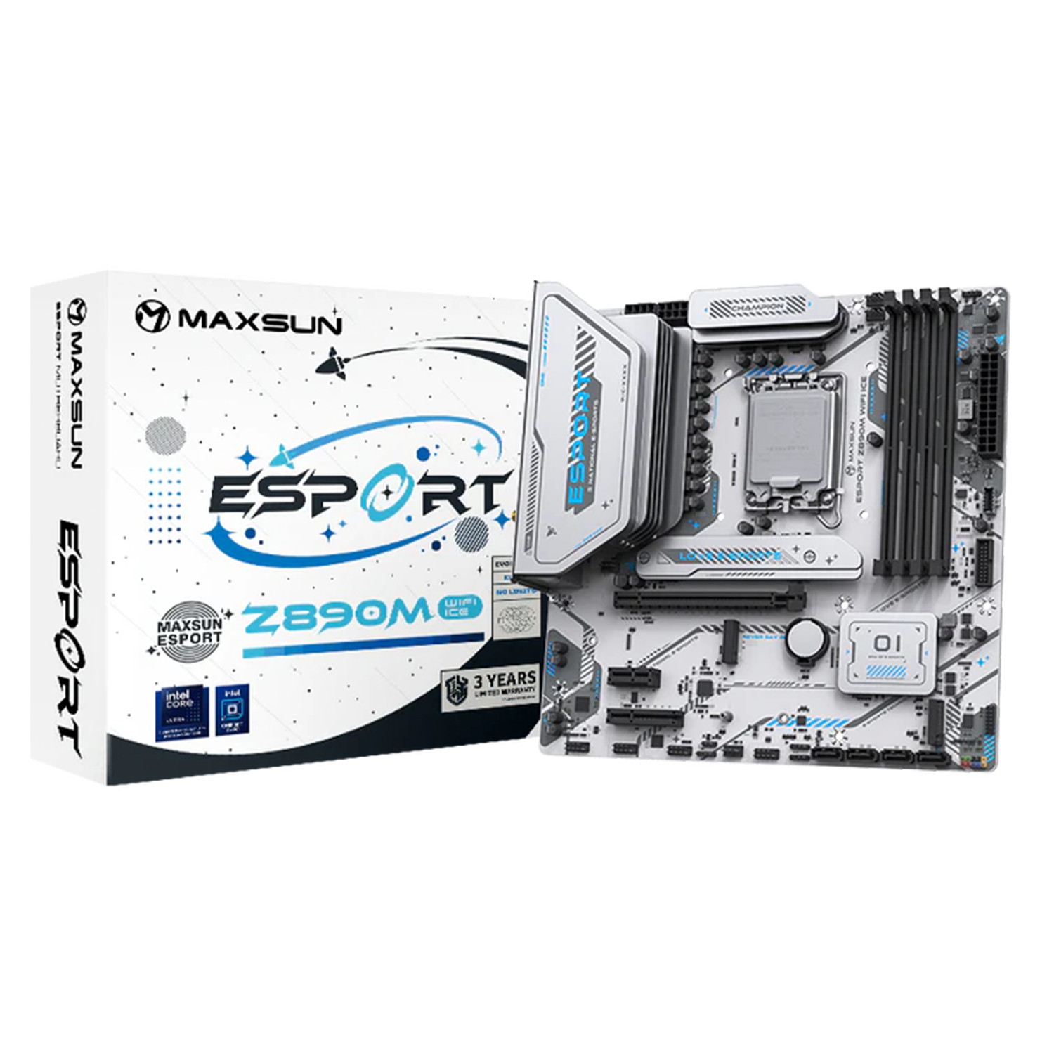 MAXSUN eSport Z890M WIFI ICE Motherboard LGA 1851 socket DDR5 - White - اللوحة الأم