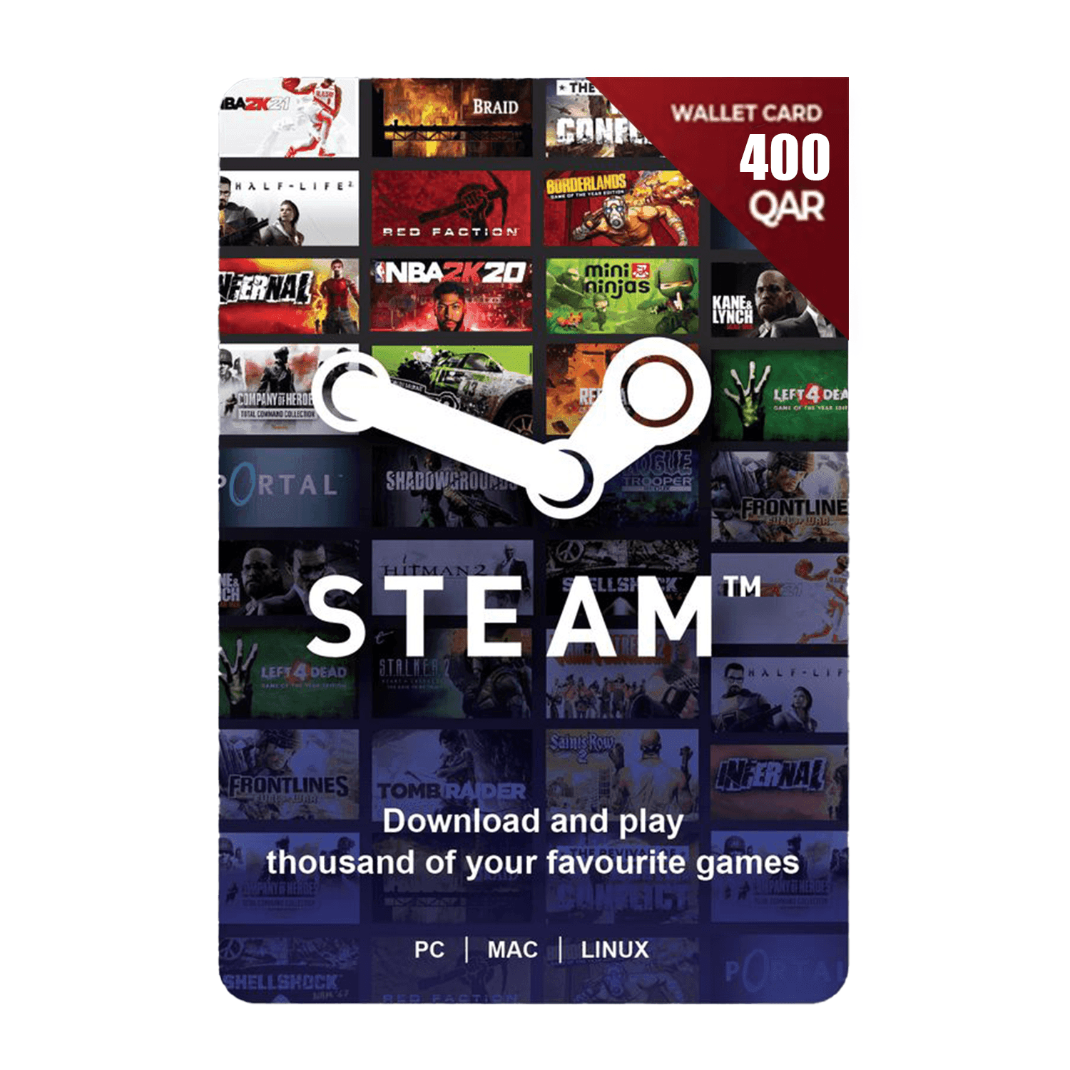 Steam Wallet Qatar 400QR - بطاقة شحن Steam Wallet Qatar 400QR - بطاقة شحن