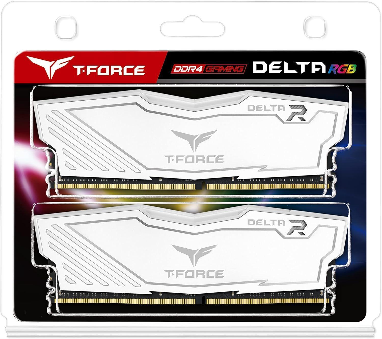 TEAMGROUP T-Force Delta RGB DDR4 32GB (2x16GB) 3600MHz White - الذاكرة العشوائية