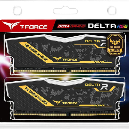 TEAMGROUP T-Force Delta TUF Gaming Alliance RGB DDR4 16GB (2x8GB) 3200MHz Black - الذاكرة العشوائية - PC BUILDER QATAR - Best PC Gaming Store in Qatar 