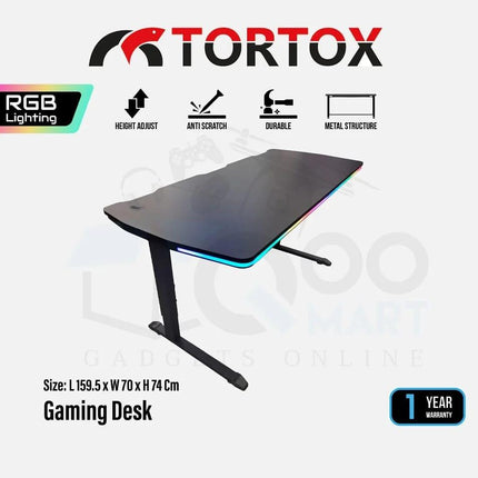 TORTOX BLACK GAMING DESK GD600 RGB 160X70 CM - طاولة