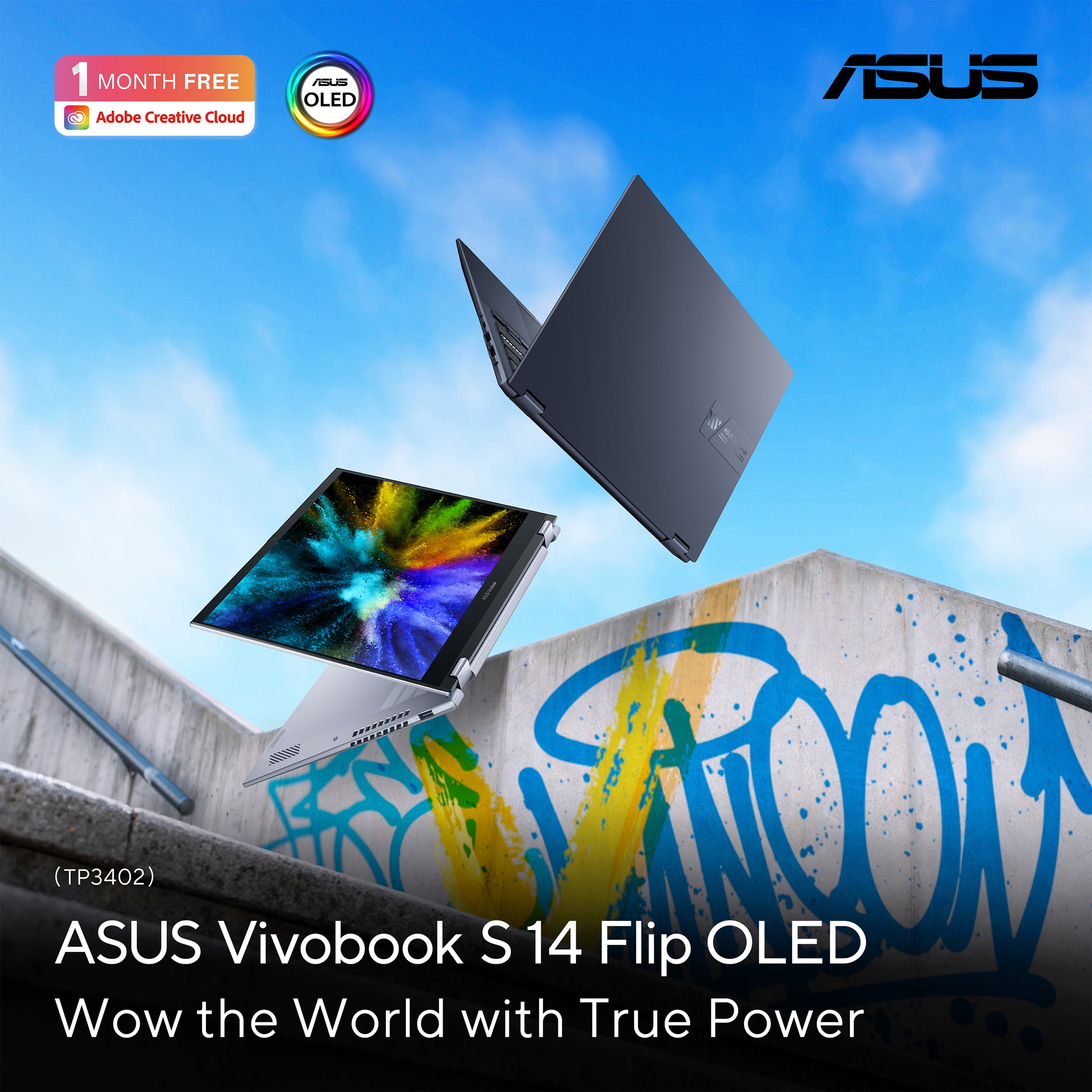 Asus Vivobook S14 Flip Laptop TP3402VA-LZ669W, 14.0-inch, i5-13420H UHD Graphics, 16GB Ram, 512GB SSD, Silver - لابتوب