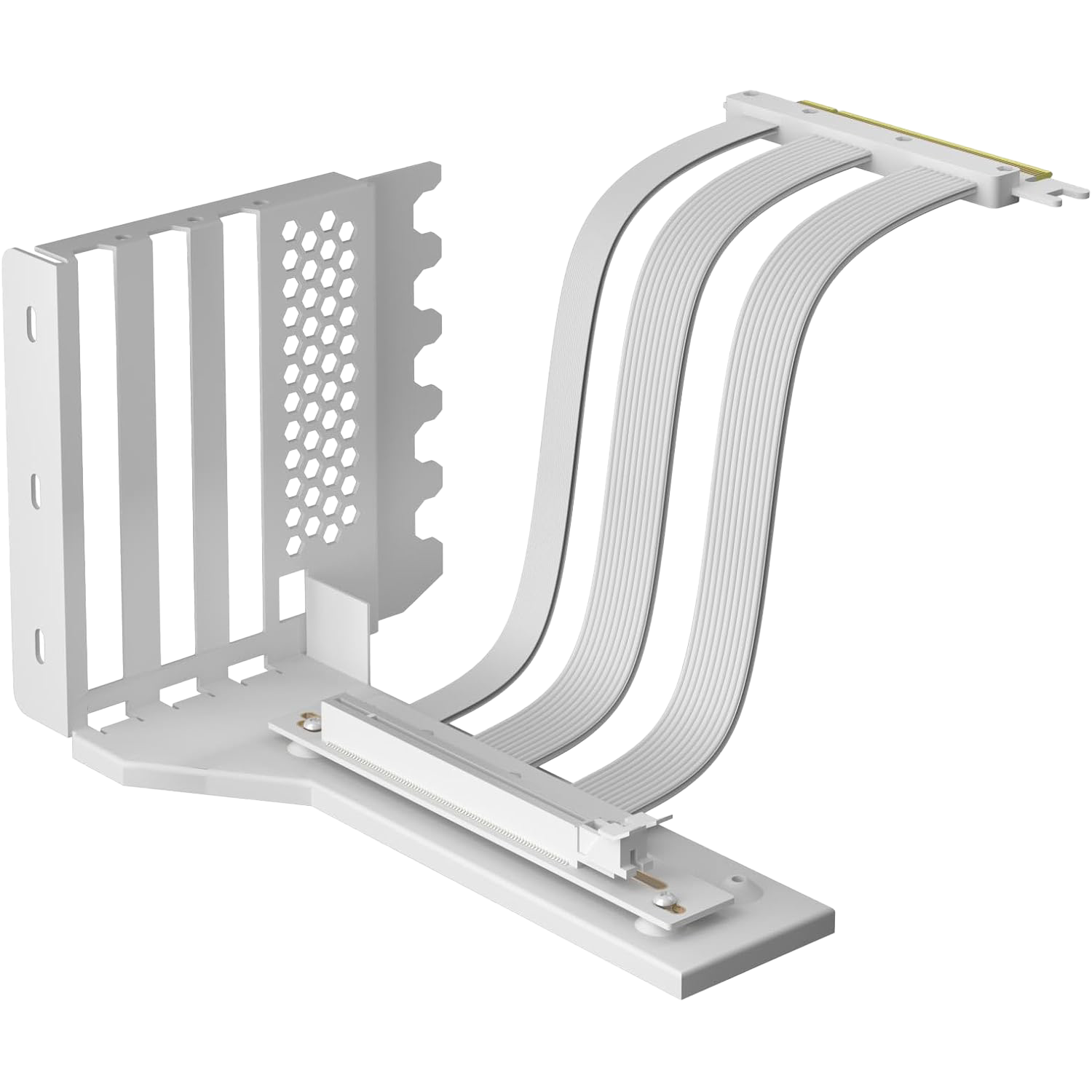 GLOTRENDS Vertical Graphics Card Support Bracket Gen 5 with 180mm PCIe 5.0 Riser Cable for 2-slot GPU Vertical Mount, White - حامل كرت شاشة أبيض