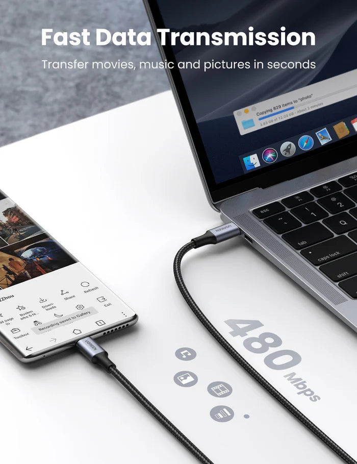Ugreen cable USB Type C cable - USB Type C 5 A 100 W Power Delivery Quick Charge 3.0 FCP 480 Mbps - كيبل تليب سي