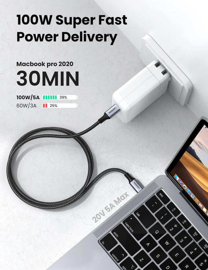 Ugreen cable USB Type C cable - USB Type C 5 A 100 W Power Delivery Quick Charge 3.0 FCP 480 Mbps - كيبل تليب سي
