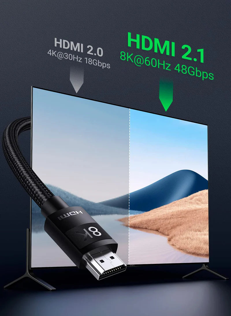 UGREEN 8K HDMI 2.1 Cable Ultra HD 1M , 8K@60Hz 4K@120Hz High Speed 48Gbps - كيبل