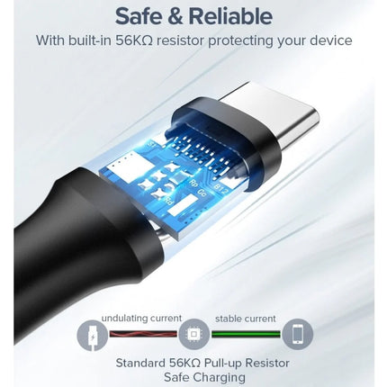 Ugreen Cable USB-A To USB- Type C 2M 3A - White -  كيبل شحن